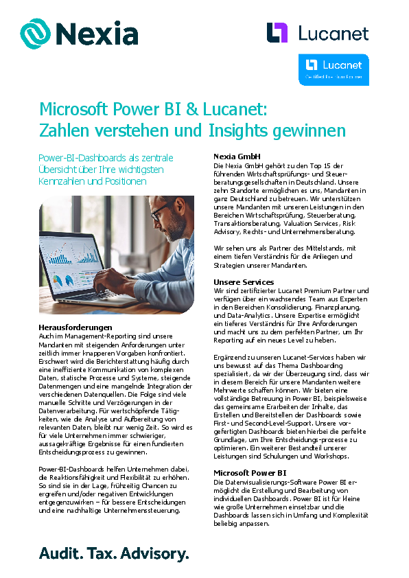 Microsoft Power BI & Lucanet: Zahlen verstehen und Insights gewinnen PDF zum Thema: Microsoft Power BI & Lucanet: Zahlen verstehen und Insights gewinnen