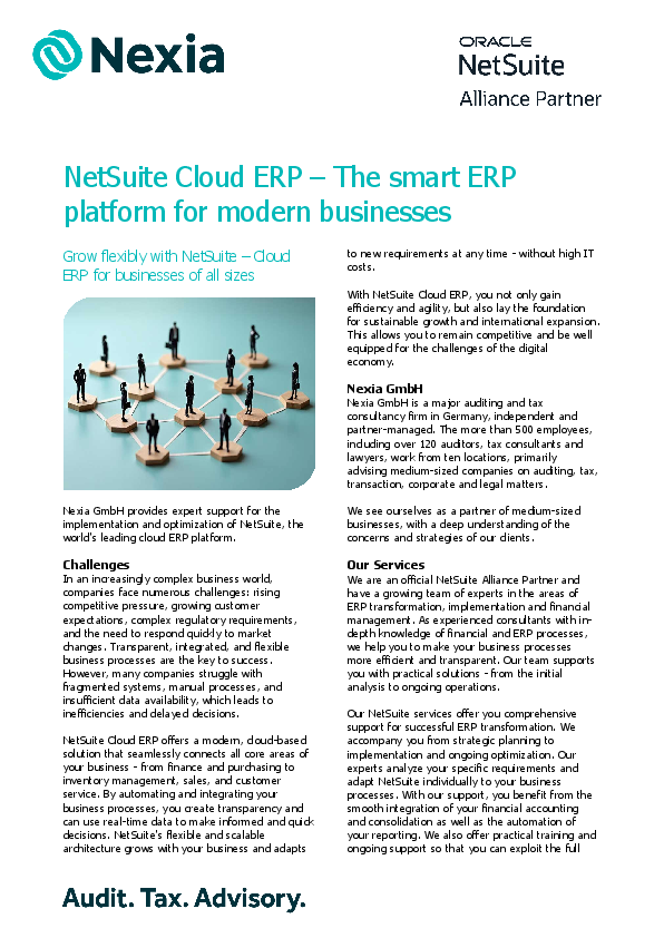 NetSuite Cloud ERP – The smart ERP platform for modern businesses PDF on the topic: NetSuite Cloud ERP – The smart ERP platform for modern businesses