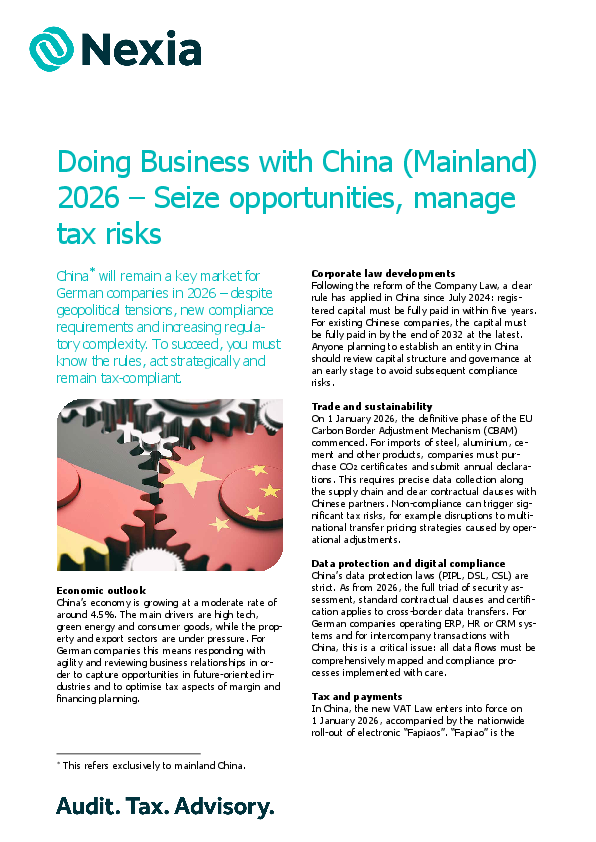 Doing Business with China (Mainland) 2026 – Seize opportunities, manage tax risks PDF for client information on the topic: Doing Business with China (Mainland) 2026 – Seize opportunities, manage tax risks