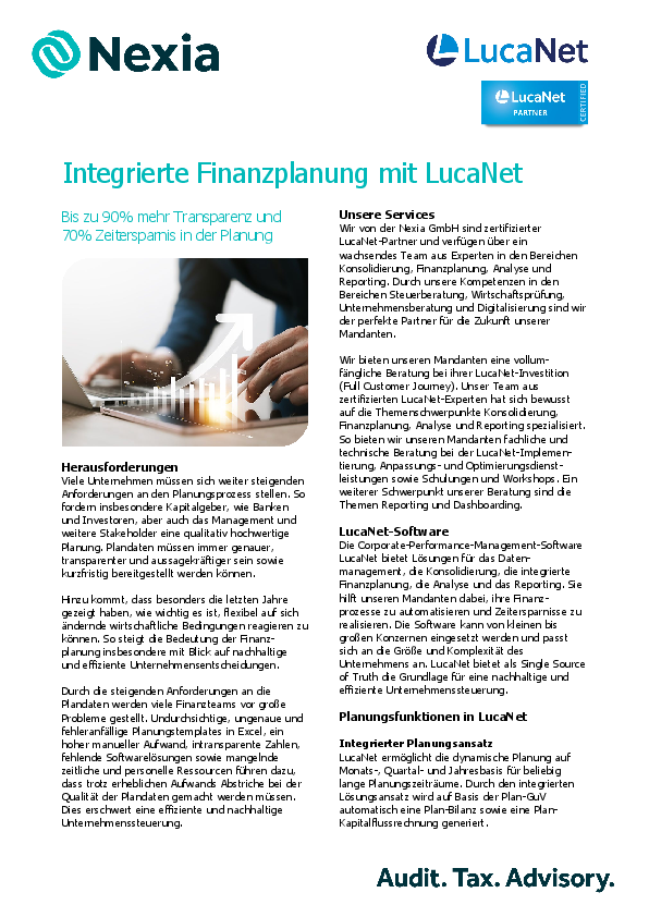 Integrierte Finanzplanung mit LucaNet