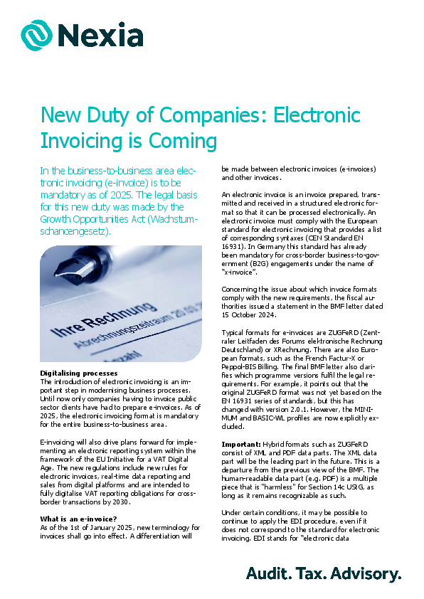 New Duty of Companies: Electronic Invoicing is Coming