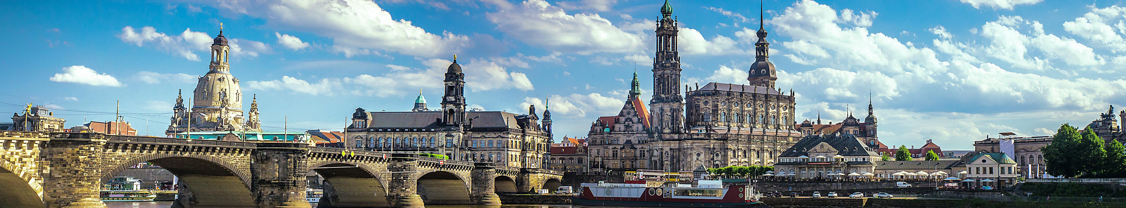 Panoramic view of Dresden with Frauenkirche and Royal Palace