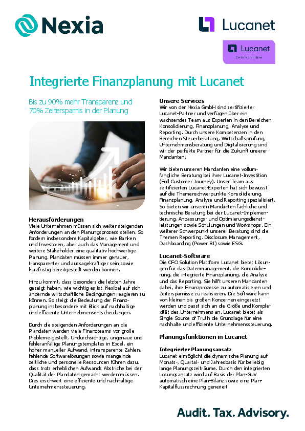 Integrierte Finanzplanung mit Lucanet