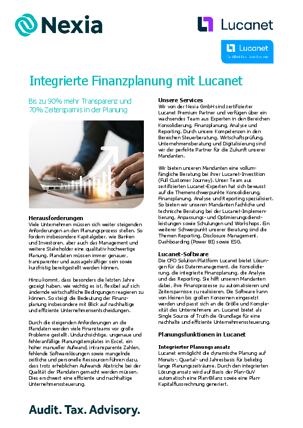 PDF zum Thema: Integrierte Finanzplanung mit Lucanet