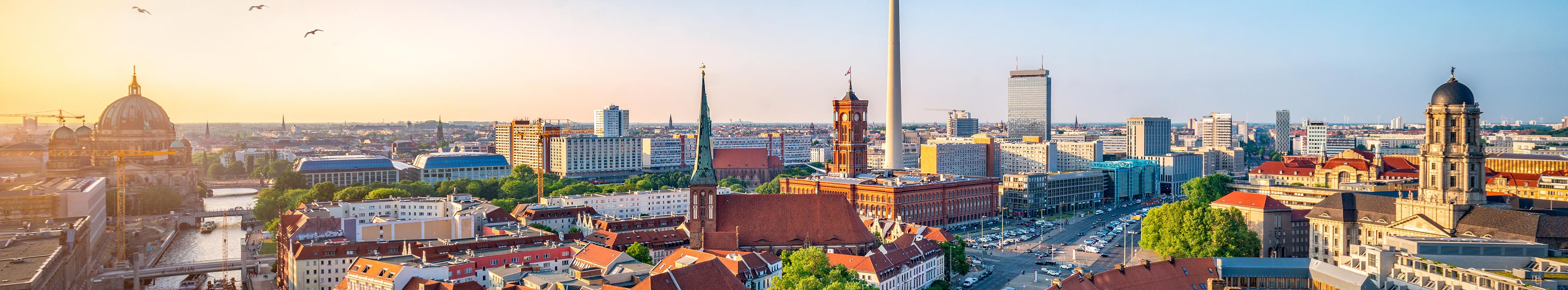 Skyline von Berlin mit Nikolaiviertel, Berliner Dom und Fernsehturm