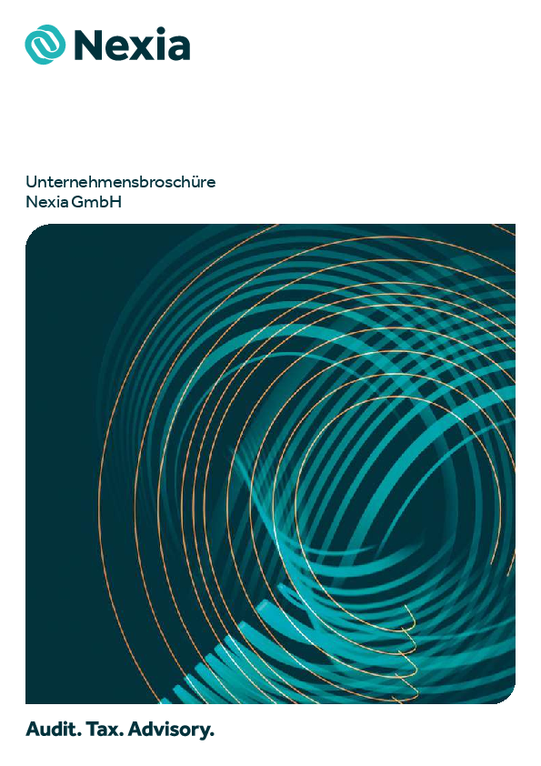 PDF-Dokument der Nexia Unternehmensbroschüre. Das Dokument enthält detaillierte Informationen zu der Struktur der Nexia GmbH und deren Serviceleistungen und Branchenschwerpunkten.