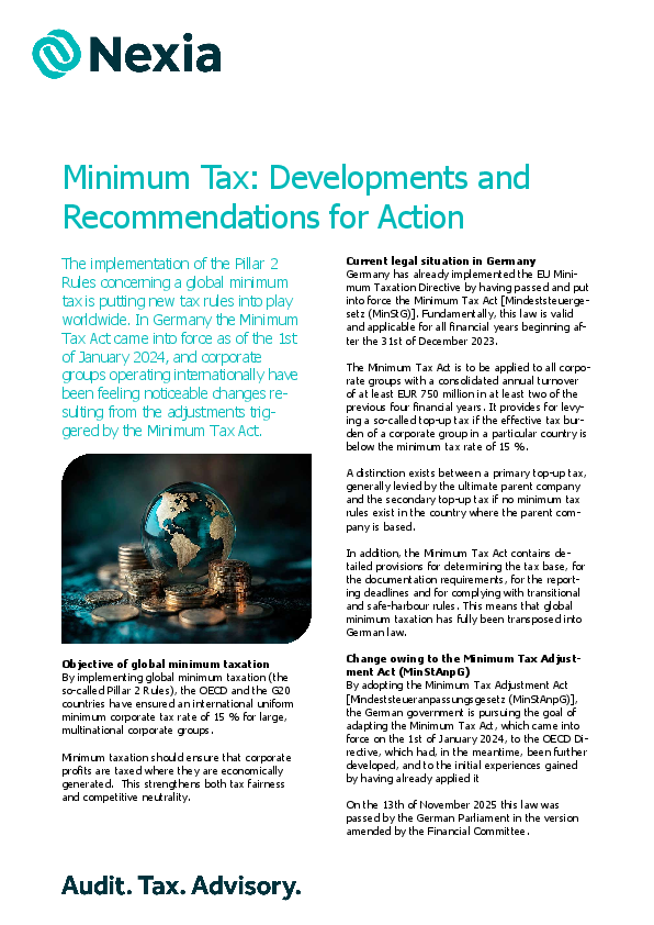 Minimum Tax: Developments and Recommendations for Action PDF for client information on the topic: Minimum Tax: Developments and Recommendations for Action