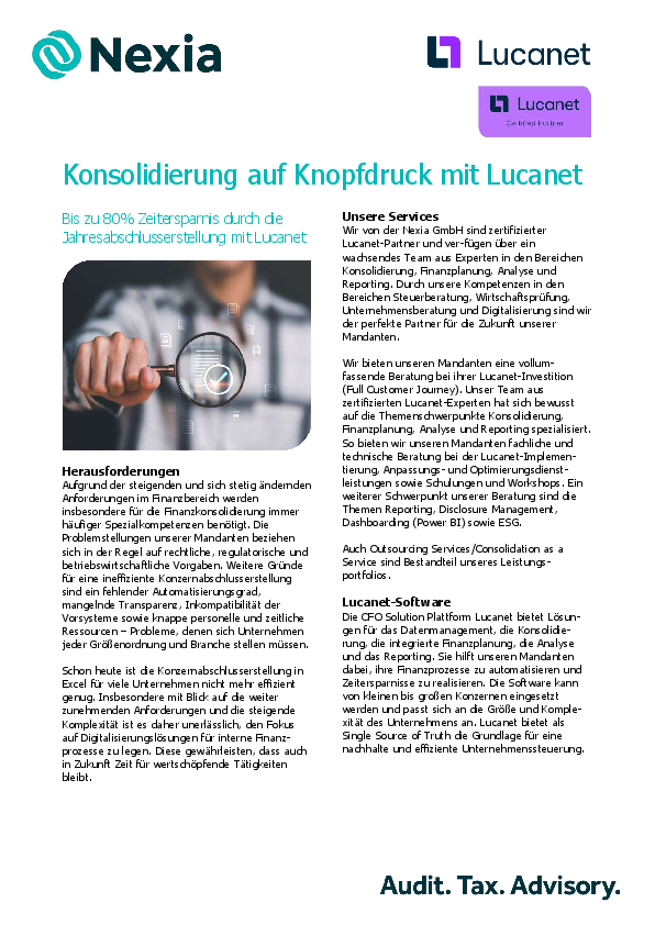 Konsolidierung auf Knopfdruck mit Lucanet