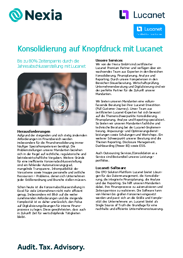 PDF zum Thema: Konsolidierung auf Knopfdruck mit Lucanet