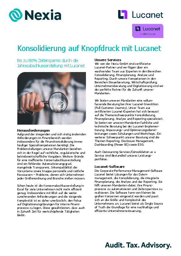 Konsolidierung auf Knopfdruck mit LucaNet