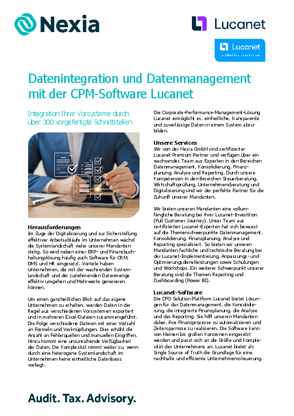 PDF zum Thema: Datenintegration und Datenmanagement mit der CPM-Software Lucanet