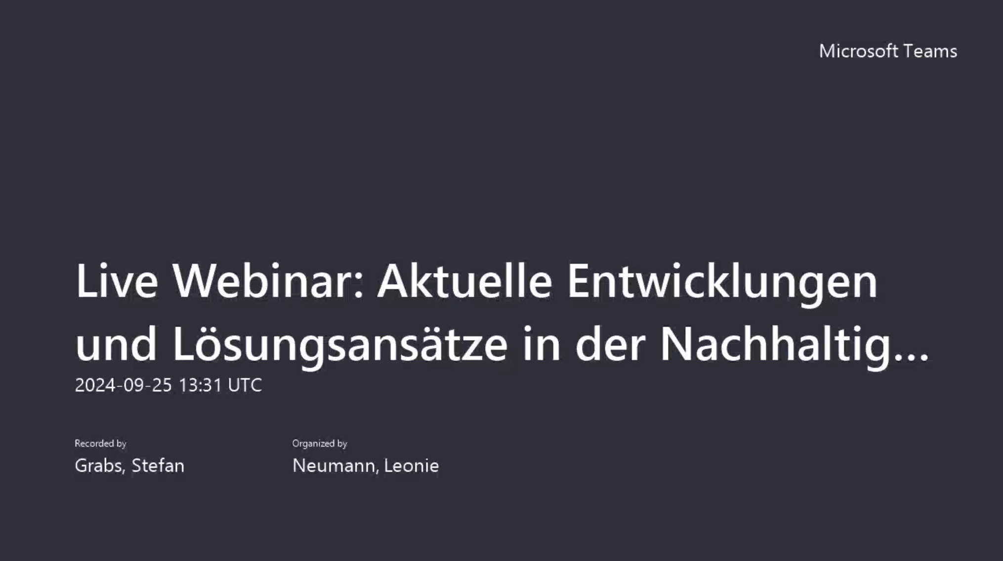 Screenshot aus dem Video zum Webinar: Aktuelle Entwicklungen und Lösungsansätze in der Nachhaltigkeitsberichterstattung